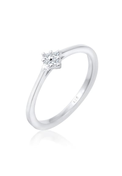 Elli PREMIUM - Ring - Dames Verlovingsring Klassiek met Diamant (0.06 ct.) in 925 Sterling Zilver - Dames