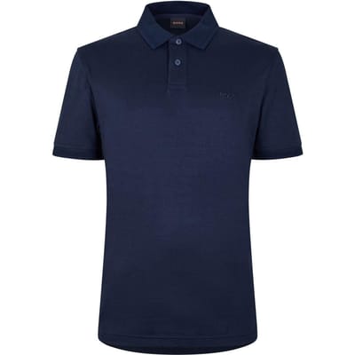 Boss Herenpolo met korte mouwen van interlock (Donkerblauw)