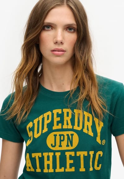Superdry - Varsity T-shirt met flockprint en aansluitende pasvorm - Dames - T-shirts