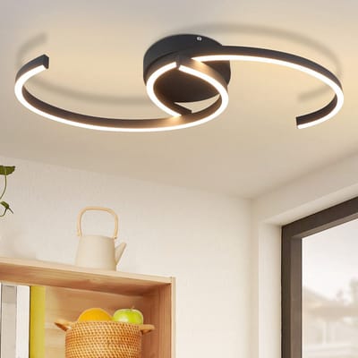 NETTLIFE Plafondlamp LED - modern - Zwart - ovaal - 3000K Warm wit Licht - 24W Plafondlamp - voor Keuken | Gang | Woonkamer | Slaapkamer