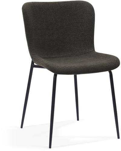 MODFU - Eetkamerstoelen - Hoge Ronde Rugleuning - Ergonomisch - Modern Vintage - Stof En Metaal - Groen - Set Van 2