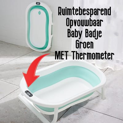 Allernieuwste.nl® Opvouwbaar Opklapbaar BabyBad met Thermometer en Standaard - Kinderbadje Babybadje Kleur Groen