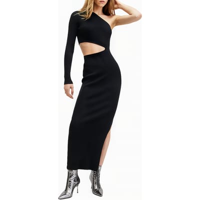 AllSaints Daisy Dress Black Maat: L | Midi Jurken Outlet | Dames | Zwart