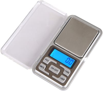 Mini Precisie Digitale Weegschaal (0,01g–500g) – Pocketformaat, Batterijgevoed (AAA), met Blauw Verlicht Display, voor Koffiebonen, Kruiden en Sieraden