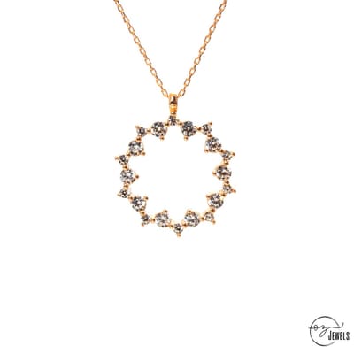 OZ Jewels – Roségouden Glansmagie Ketting – Zilver – Zirkonia – Dames