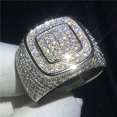 Luxe Mannelijke Hiphop Ring Zilver Kleur Pave Aaaaa Cz Steen Verklaring Wedding Band Ringen Voor Mannen Rock Party Sieraden 8 gray