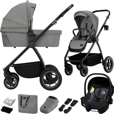 Lionelo Meril 3in1 Kinderwagen - Buggy – XL Reiswieg, Wandelwagen & ADAC-gecertificeerd Autostoeltje – All-Terrain Wielen – Compleet Accessoireset – UPF50+