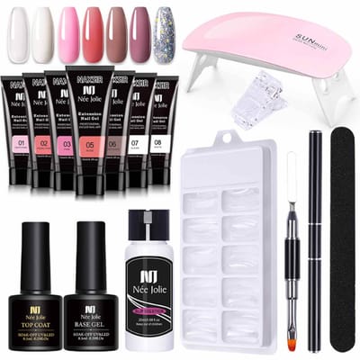 NAXSIR Nagelverlenging Gelset Compleet incl. 6W LED Nagellamp & Gereedschapsset | Romige Crème-Textuur | Sneldroogend | Langhoudend Glanzend Resultaat voor Thuis & Salon