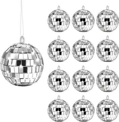 Mini-discoballen 2 cm - 12 stuks zilveren decoratie voor kerstboom, bruiloft en feestdecoratie