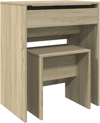 Make-up Tafel met Kruk en Spiegel - Moderne Kaptafel met Opbergruimte Sonoma Eiken