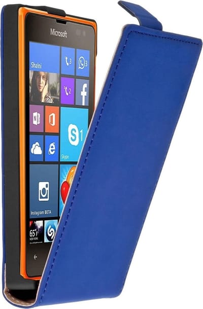 Lederen Blauw Microsoft Lumia 532 Premium Flip Case Cover Hoesje