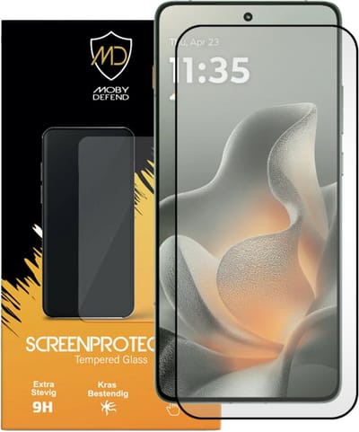 MobyDefend Screenprotector - Geschikt voor Motorola Edge 70 - Screensaver Met Zwarte Randen - Gehard Glas