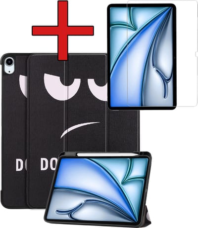 Hoesje - Geschikt voor Apple iPad Air (2024/2025/2026) - 11 inch - Met Screenprotector - Trifold Bookcase Hoes - Hard Cover Case - Met Uitsparing Geschikt voor Apple Pencil - Hardcover Book - Tablethoes - Don't Touch Me