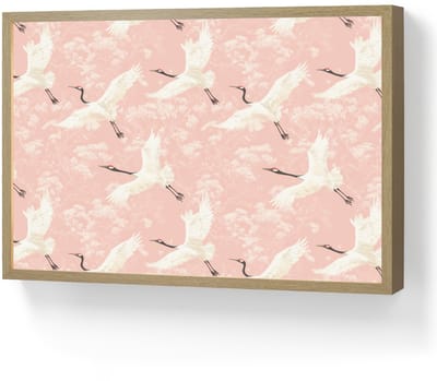 Wandlamp 60x40 cm - Oplaadbaar - Kraanvogels - Bloesem - Roze - Wandlampen binnen woonkamer - Slaapkamer lamp - Decoratieve nachtlamp - Vloerlamp draadloos