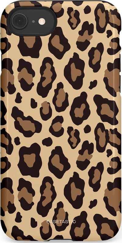 Casetastic hoesje geschikt voor Apple iPhone SE / Apple iPhone 7 / Apple iPhone 8 - Dubbellaagse bescherming - Wilde Panter - Fashion Case - Zwart Taupe Crème