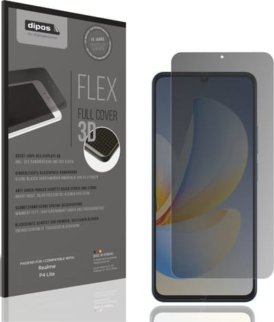 dipos FLEX – Matte Privacy Screenprotector geschikt voor Realme P4 Lite | Volledige Schermbescherming | Case-Friendly