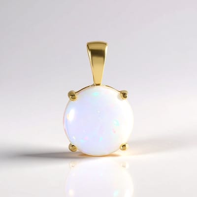 Cavill - Zilveren Hanger met Welo Opaal 2 984 ct Ronde Cabochon 12mm - 925 Sterling Zilver Verguld - Elegante Tijdloze Sieraden
