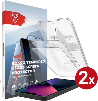 Rosso Screenprotector Geschikt voor Apple iPhone 13 / 13 Pro | 9H Tempered Glass | Beschermglas | Glasplaatje | Case Friendly | Met Installatietray | Eenvoudige montage | 2-Pack