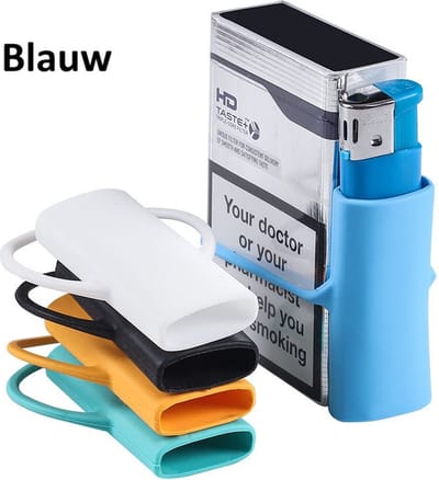 Elastische Siliconen Aanstekerhoes Voor Sigarettenpakjes I I Rekbaar I Raak nooit Meer je Aansteker Kwijt I Antislip I 5.9 x 2.6 CM I Blauw
