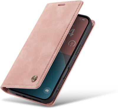 Casemania Hoesje Geschikt voor Apple iPhone 17 Air - Pale Pink - Dunne Bookcase met Pasjeshouder - Slim Wallet Case - Roze