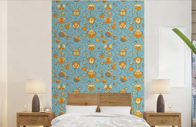 Behang - Fotobehang Patronen - Vintage - Bloemen - Breedte 140 cm x hoogte 220 cm