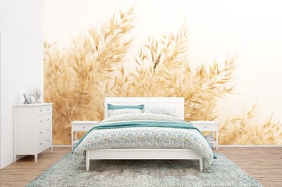 Behang - Fotobehang Tarwe - Natuur - Zon - Breedte 400 cm x hoogte 240 cm