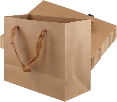 40 Stuks Bruine Kraft Cadeautassen met Handvatten 22 x 18 x 10 cm voor Feestjes en Verjaardagen