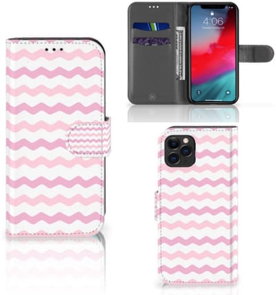 Boekhoesje voor Apple iPhone 11 Pro Telefoon Hoesje Waves Roze