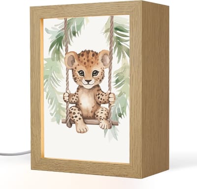 Nachtlampje 15x20 cm - Kinder lampje - Luipaard - Dier - Kinderen - Jungle - Tafellamp kinderkamer - Slaapkamer lamp - Bedlamp kinderen - Kinderlampje stopcontact - Wandlamp babykamer - Nachtlampjes