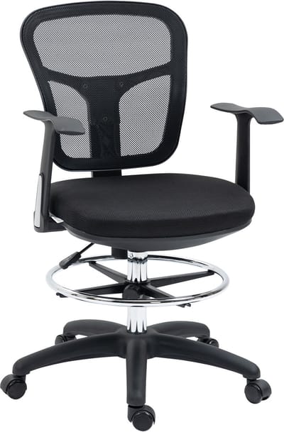 Bureaustoel - 95-115 cm - Ergonomisch met Armleuningen en Voetsteun - Mesh - Zwart