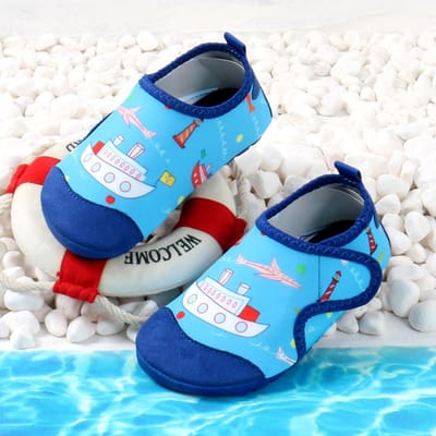 Kinderwaterschoenen - snel drogende blotevoeten strandschoenen - antislip kinderstrandschoenen met dikke zool - zacht en duurzaam - geschikt voor stranden, zwembaden en vakanties aan zee - kaartcode om een ​​maat groter te kopen - maat 28-29