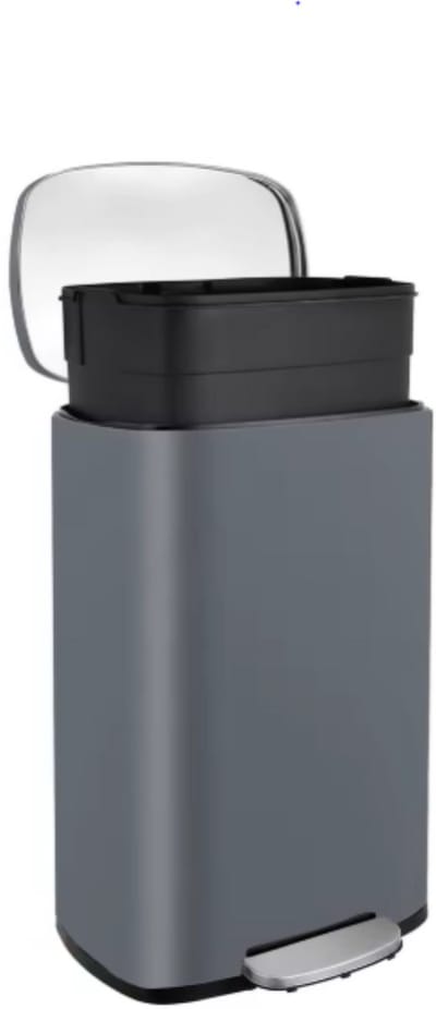 Luxe pedaalemmer - Grijs 50L - Prullenbak - Afvalscheiding - RVS - Softclose - Anti-slip