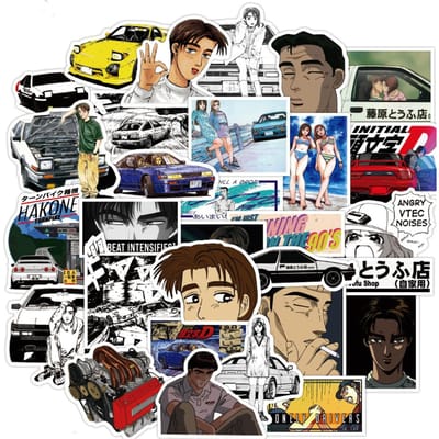10 30 50 Stuks Initial D Stickers Laptop Doe-het-zelf Koelkast Gitaar Bagage Skateboard Telefoon Auto Fiets Waterdichte Graffiti Sticker Kinder Speelgoed