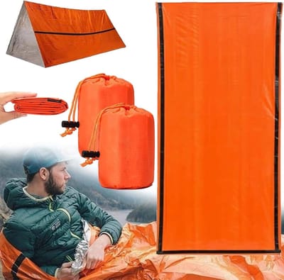 Noodslaapzak - 2 stuks - Noodslaapzak voor buiten- noodslaapzak- kamperen- wandelen- bergbeklimmen - wilde slaapzak- lage temperatuur slaapzak - warme uitrusting - overlevingsdeken - Waterdichte survival-noodslaapzak voor overleving