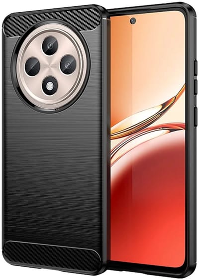 Geborsteld TPU Hoesje Geschikt voor Oppo Reno 12 F | Beschermhoes | Back Cover | Flexibel TPU | Stijlvol Carbon | Dun | Zwart