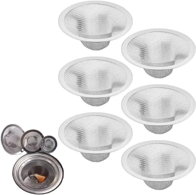 RVS Afvoerfilter Set van 6, Ideaal voor Keuken en Douche - Afvoerzeef en Drainer voor Effectieve Vuilopvang en Voorkoming van Verstoppingen