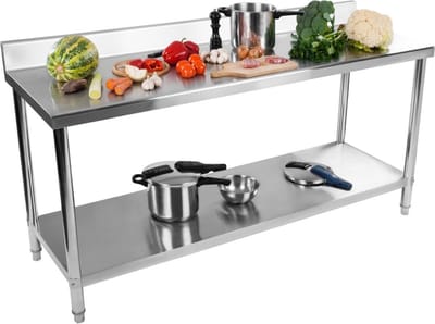 RVS werktafel - ECO - 180 x 60 cm - 400 kg - achterwand - Royal Catering