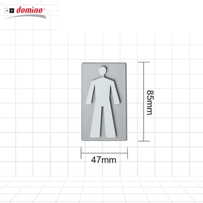 DOMINO Deurbordje Toilet Jongen Zilver - Zelfklevende WC deursticker - Symbool pictogram voor kantoor en horeca