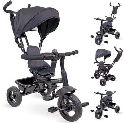 Mobiclinic Lulu - Driewieler voor kinderen van 18m-5 jaar - Evoluerende driewieler - 3 in 1 - 360º draaibare stoel - Veilig - Comfortabel en praktisch - Verstelbaar ontwerp - Zwart