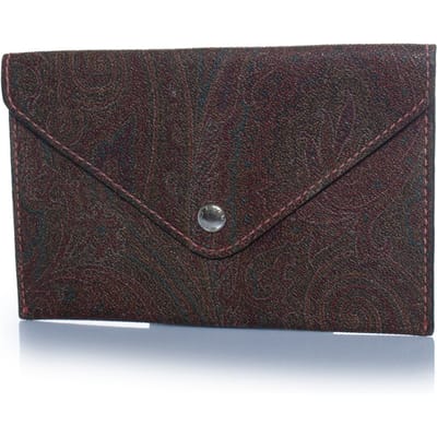 Etro, leren clutch met paisleyprint