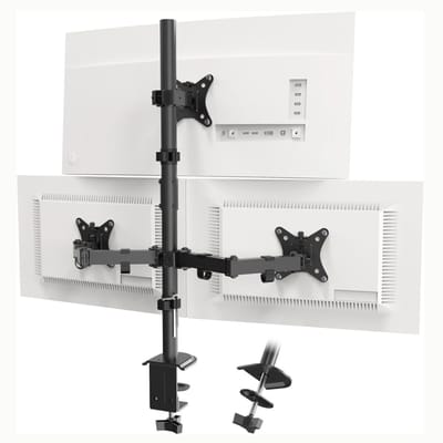 REN® Monitor Arm 3 Schermen - Triple Monitor Arm - Monitor Arm 3 Monitoren - 180 Graden Roterend - Zwart - ‎ 43cm x 17cm x 16cm