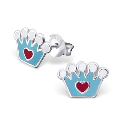 Aramat Jewels | Oorbellen | Zilveren Kroontje Oorstekers – 925 Zilver Emaille Meerdere Modellen & Kleuren | Blauw-6x9mm | |8mm | Zilver | Kinderen, Volwassenen | Verkleurd niet