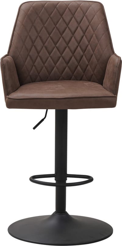 Bolt Edge Barkruk - Taupe - Met rugleuning en armleuning - Microvezel - Voor keuken en bar - Set van 1