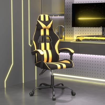 vidaXL - Gamestoel - draaibaar - kunstleer - zwart - en - goudkleurig
