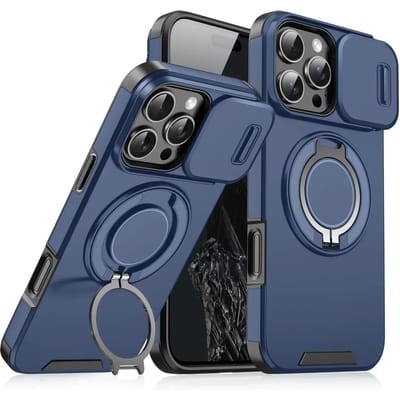 Luxe Heavy-Duty Robuuste Armor Magnetische Beugel Case Voor iPhone 16 14 13 12 11 15 Pro Max Plus Schuif Camera Bescherming PC Cover For iphone14Pro