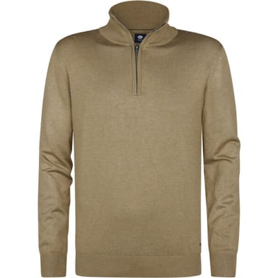 Petrol Industries - Heren Gebreide Half-Zip Trui Lexington - Bruin - Maat L