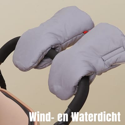 Allernieuwste.nl® Kinderwagen Handschoenen 2 Stuks Wanten Buggy - Wollen Binnenzijde - Winddicht - Waterdicht - Gants de Poussette - Warme Handmoffen - 2 Stuks Apart - kleur Grijs