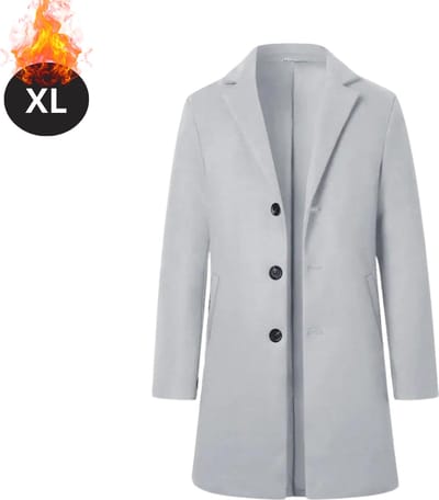 Livano Winterjas - Trenchcoat - Heren - Winter - Herfstjas - Volwassen - Stijlvol - Knopen - Lichtgrijs - XL