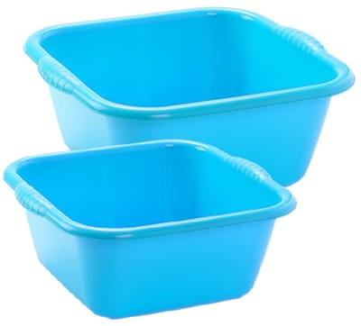 Plasticforte afwasteilen set - afwasbak - kunststof - 15 en 20 liter - Blauw - huishoud emmers
