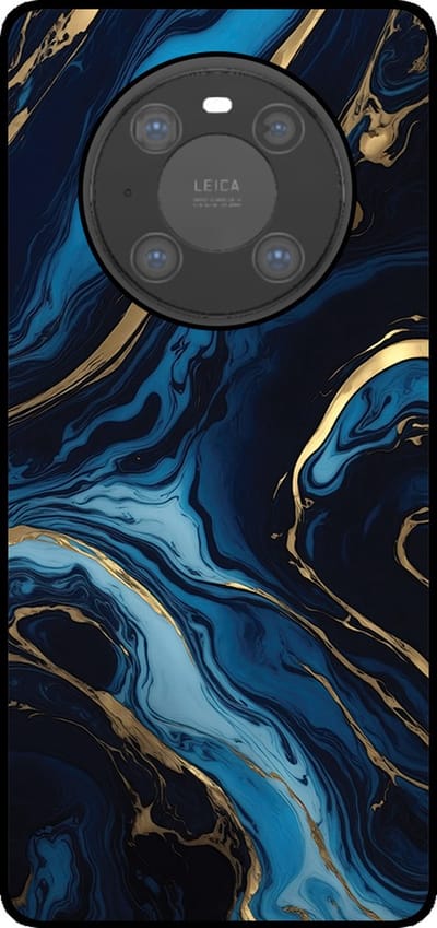 Smartphonica Telefoonhoesje Geschikt voor Huawei Mate 40 Pro met marmer opdruk - TPU backcover case gold blue marble design - Goud Blauw geschikt voor Huawei Mate 40 Pro